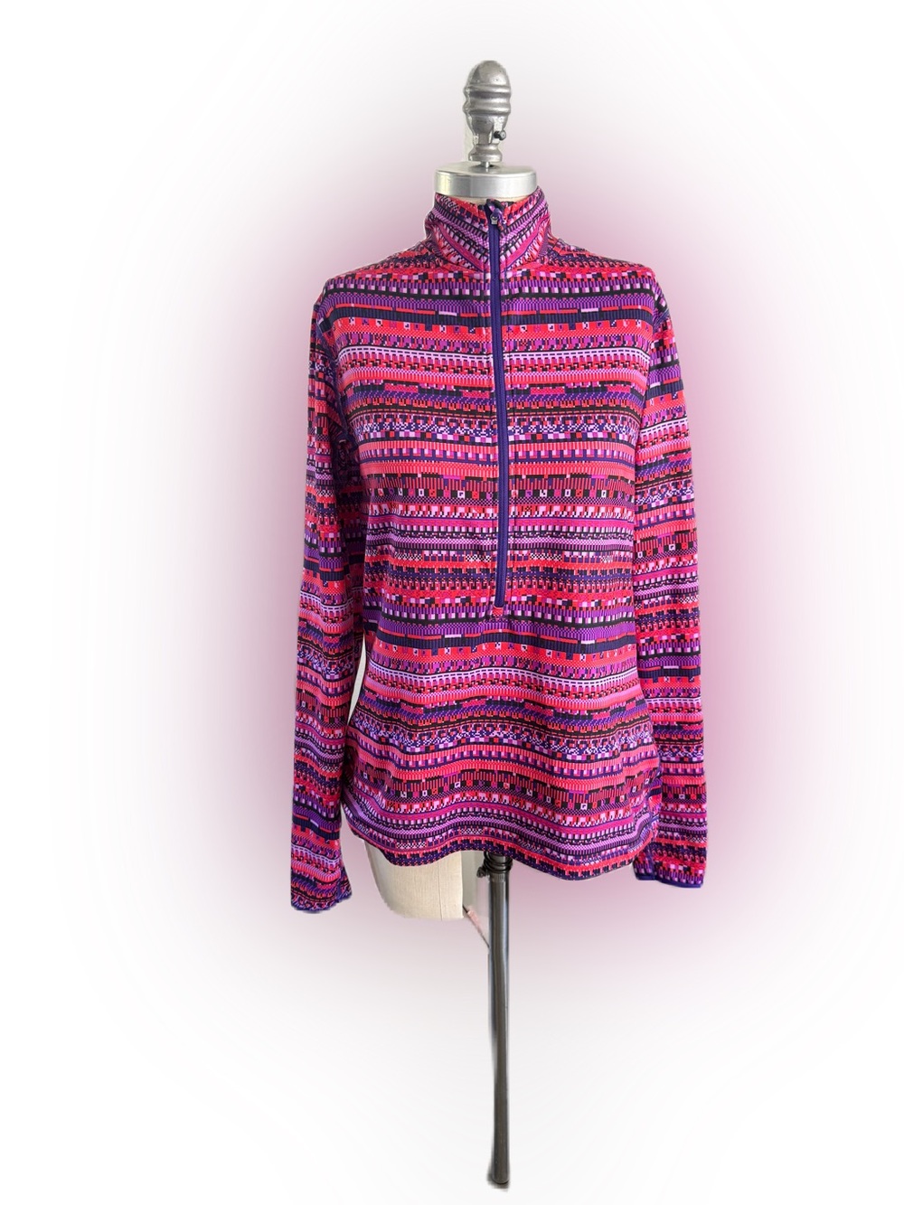 Nike Pro Dri-Fit Red Purple Quarter Zip Up Women’s Athletic Top. Size Large